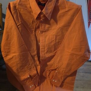 Roundtree & Yorke Men's Bright Orange Casual Shirt